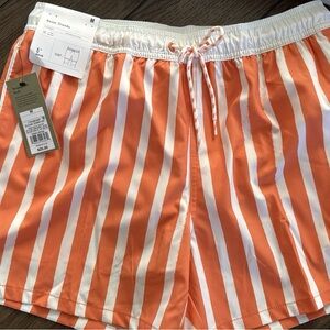 Goodfellow & Co Orange and White Striped Swim Trunks